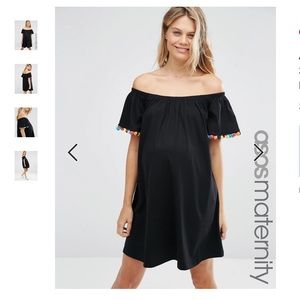 NWT ASOS Black Off Shoulder Pom Pom Maternity